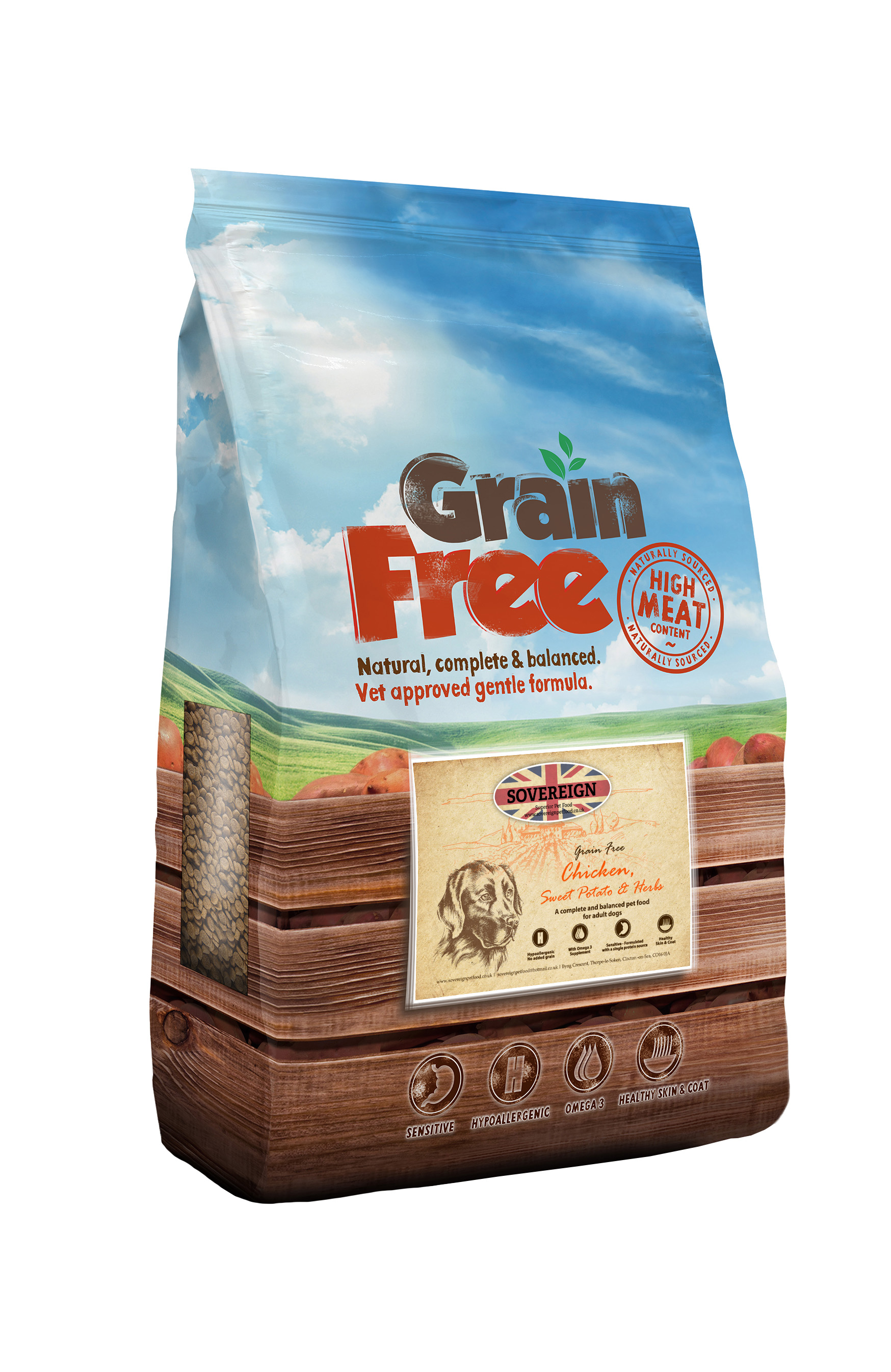 Sovereign Grain Free Dog Food Adult Chicken with Sweet Potato & Herbs